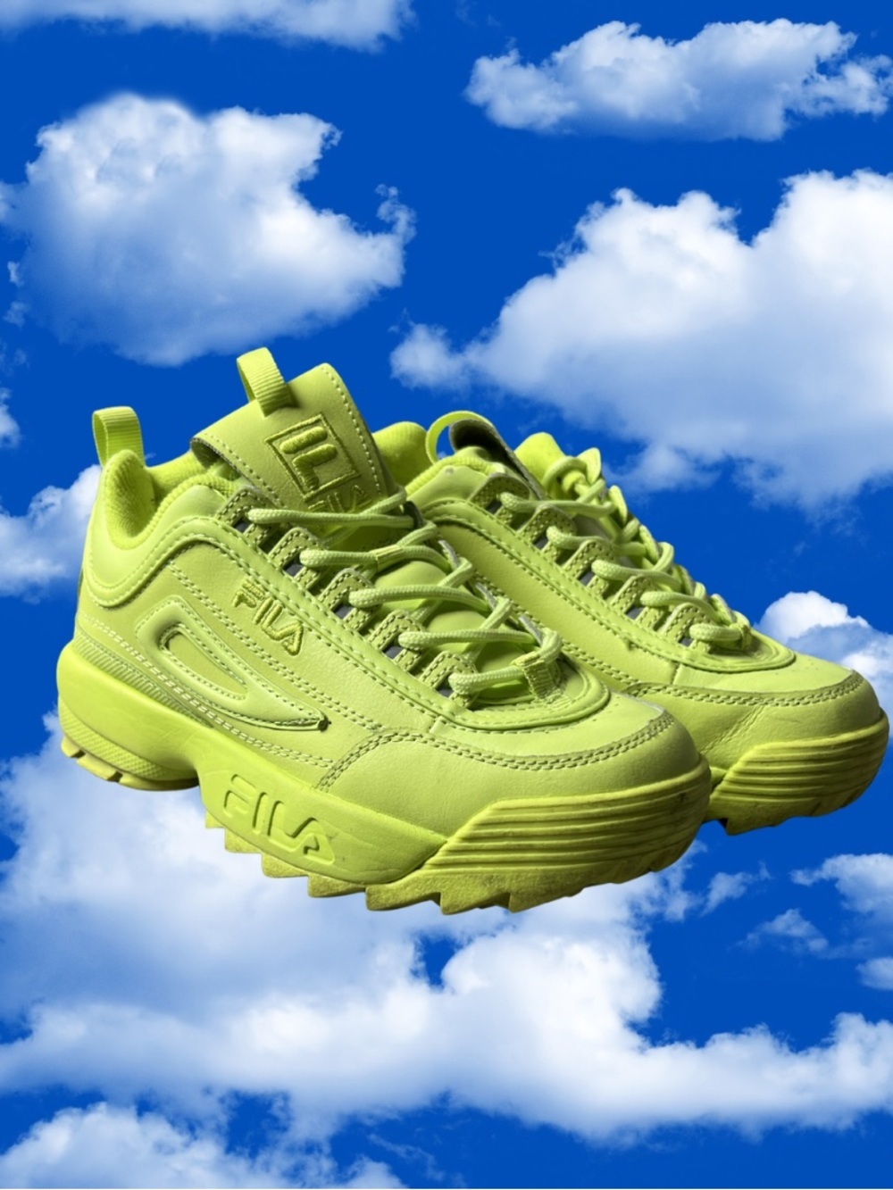 Fila Disruptors 2 Chunky Sneakers - Neon Yellow WORN ONCE RARE